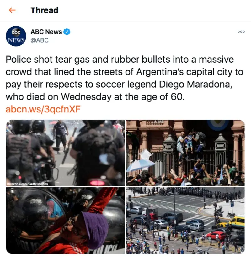 Disturbios afuera de Casa Rosada, donde fue el velorio público de Diego Maradona