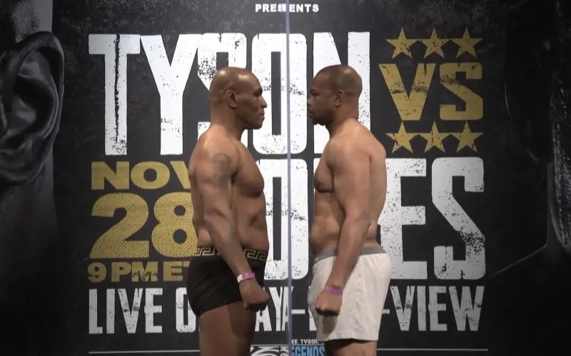 Pesaje de Mike Tyson y Roy Jones Jr. - Twitter @ChavaESPN