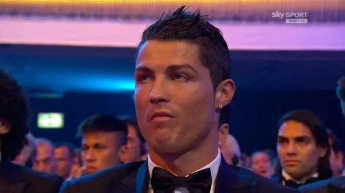 La mueca más famosa de Cristiano en una gala del Balón de Oro