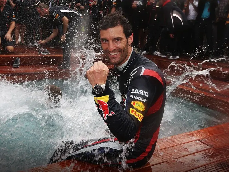 Mark Webber celebra su triunfo en el Gran Premio de Mónaco de 2012 - Twitter @RedBullRacing