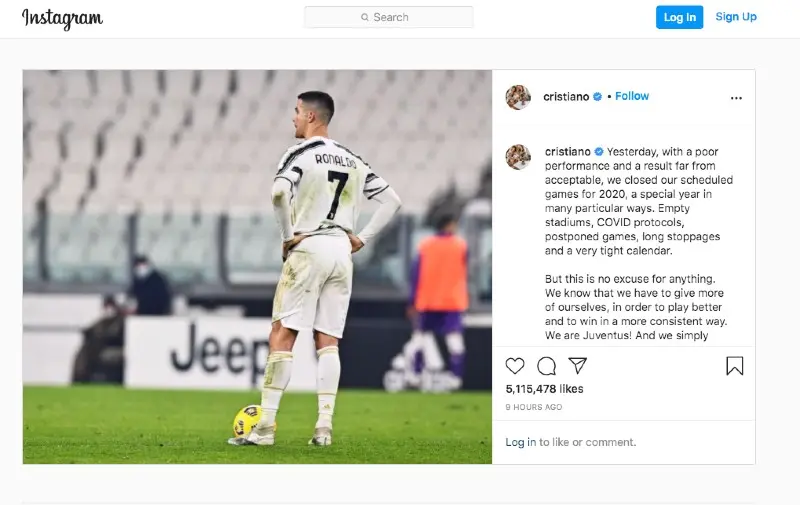 Cristiano Ronaldo mensaje - Instagram @cristiano