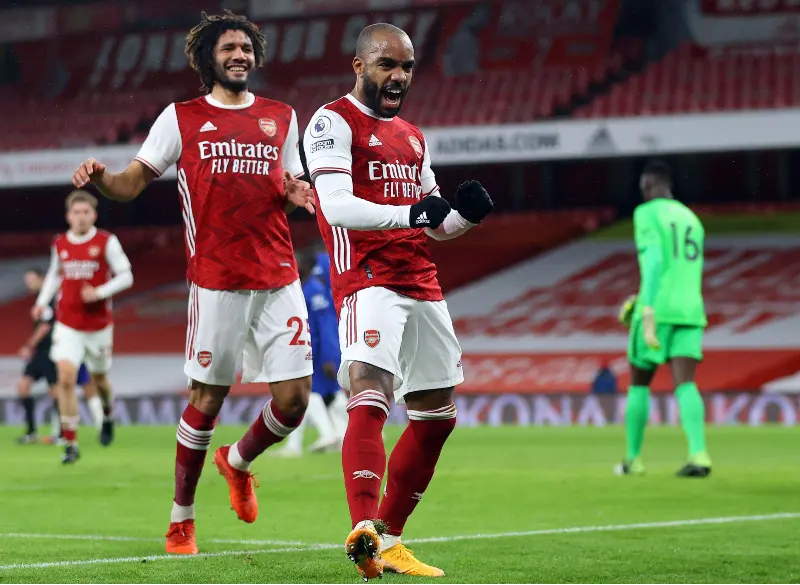 Boxing Day 2020: Lacazette celebra su gol en el Arsenal vs Chelsea - Twitter @premierleague