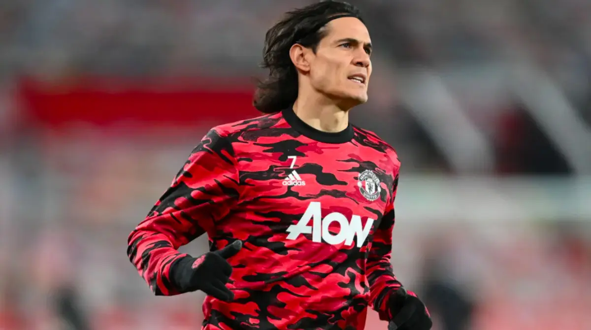 Cavani en entrenamiento del Manchester United