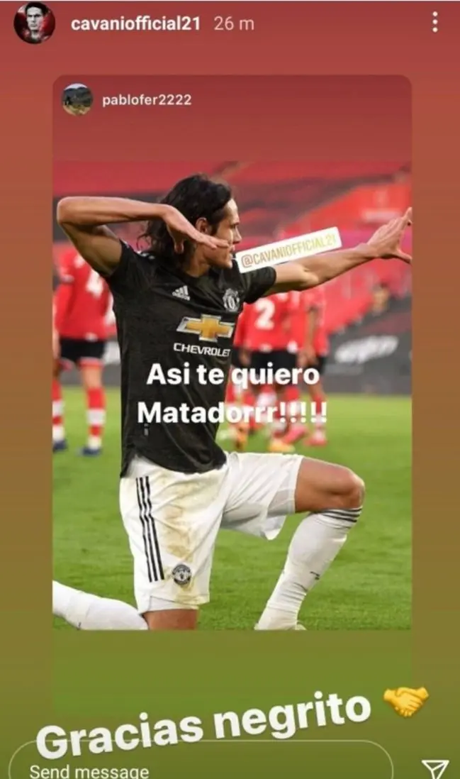 El mensaje que ocasionó la sanción a Cavani