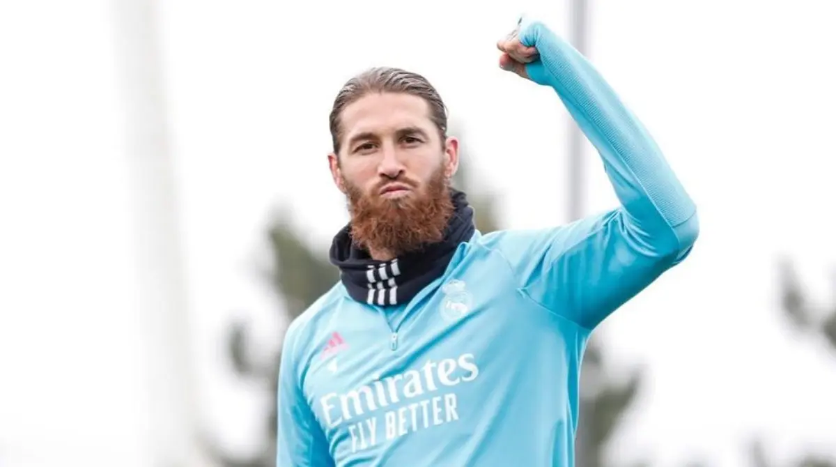 Sergio Ramos en un entrenamiento del Real Madrid