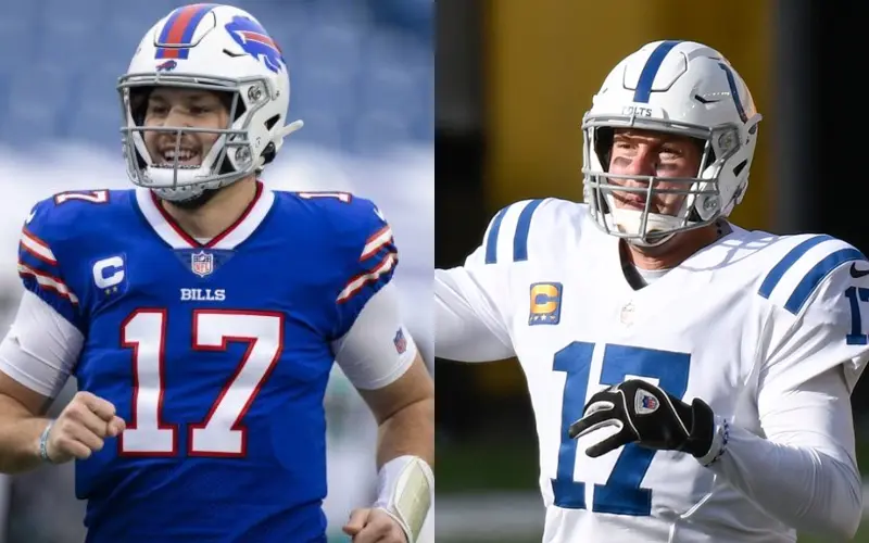 Josh Allen de los Buffalo Bills y Philip Rivers de los Indianapolis Colts - Twitter @AroundTheNFL