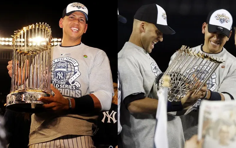 Alex Rodríguez celebra el título de Serie Mundial de los Yankees en 2009 - Twitter @ARod