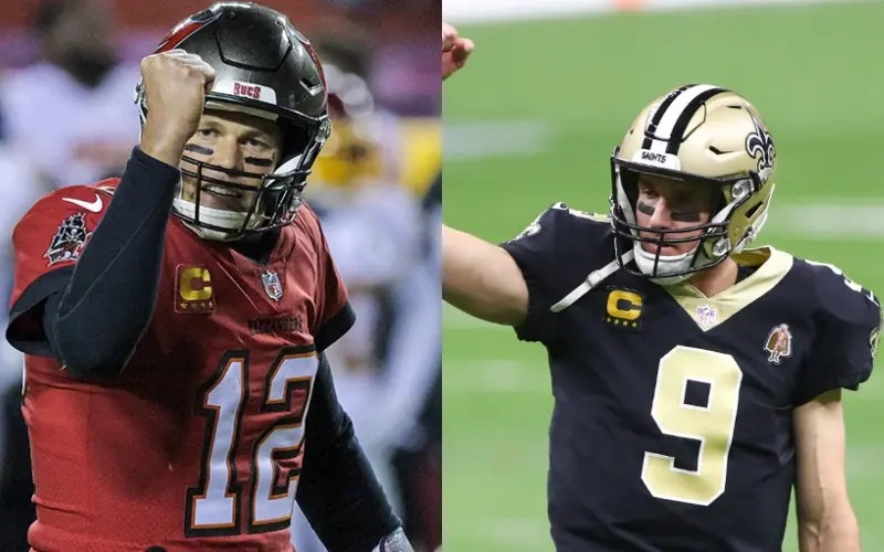 Tom Brady de los Tampa Buccaneers y Drew Brees de los New Orleans Saints - Twitter @AroundTheNFL