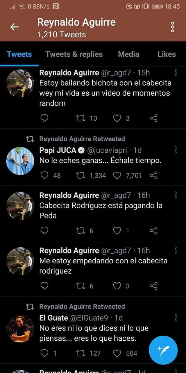 El Twitter de uno de los involucrados
