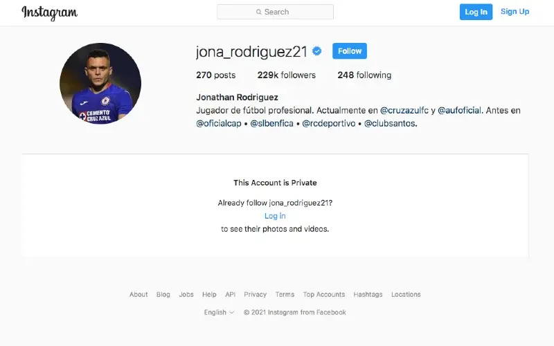 Cuenta de Instagram de Jonathan Cabecita Rodríguez
