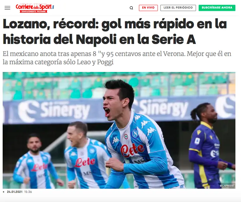 El Corriere dello Sport le aplaudió al 'Chucky'