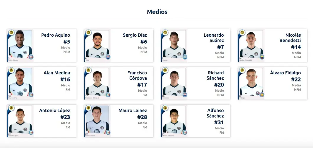 Álvaro Fidalgo América registro - Cortesía Liga MX