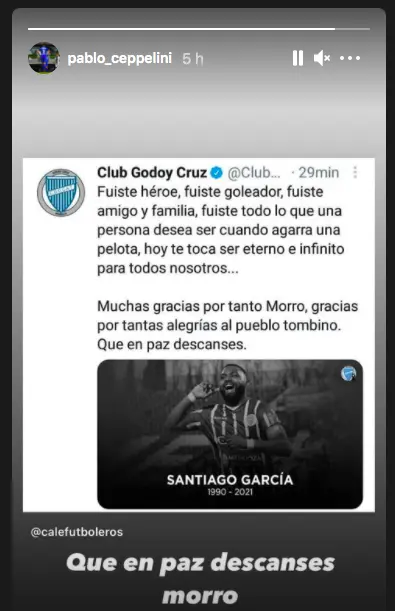 Pablo Ceppelini retomó un tuit de Godoy Cruz