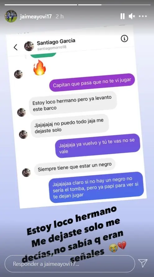 Jaime Ayoví lamentó la partida de su amigo