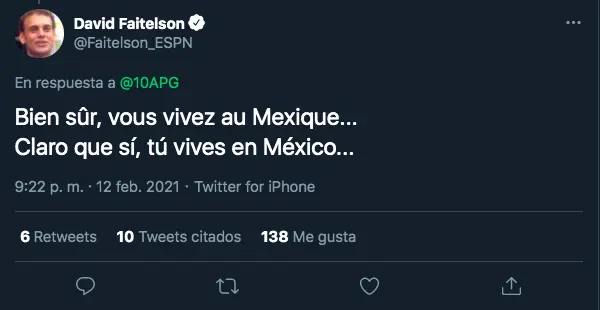 Respuesta de David Faitelson - Captura de Pantalla