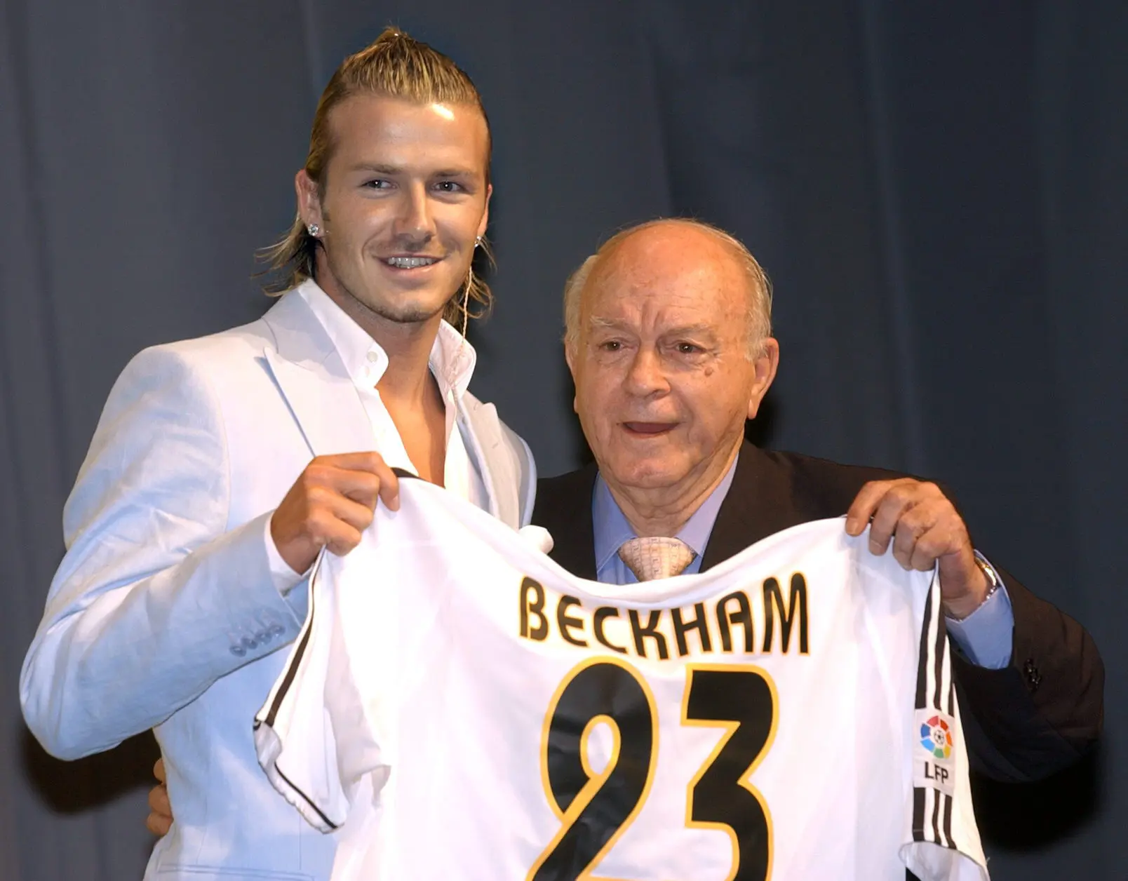David Beckham en su presentación con el Real Madrid (Twitter - @LaLiga)