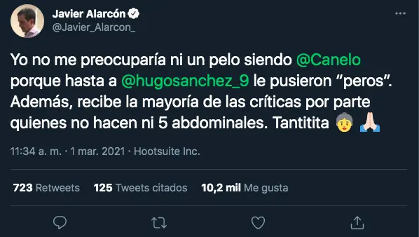 Javier Alarcón fue de los primeros en defender a Saúl Álvarez - Captura de Pantalla