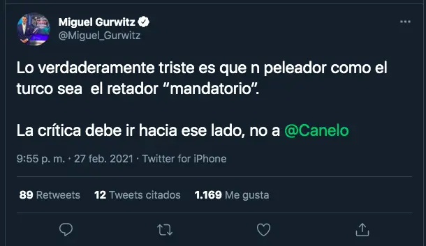 Gurwitz pidió no señalar al 'Canelo' - Captura de Pantalla