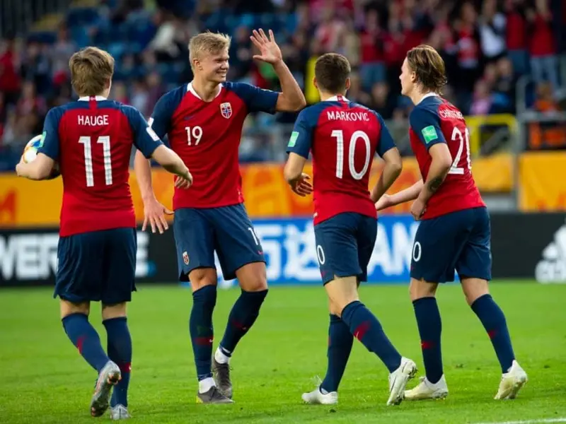 Haaland con la selección de Noruega (FB: Molde Fotballklubb)