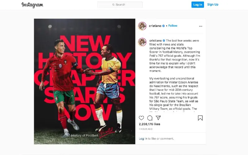 Mensaje Cristiano Ronaldo por romper marca de Pelé