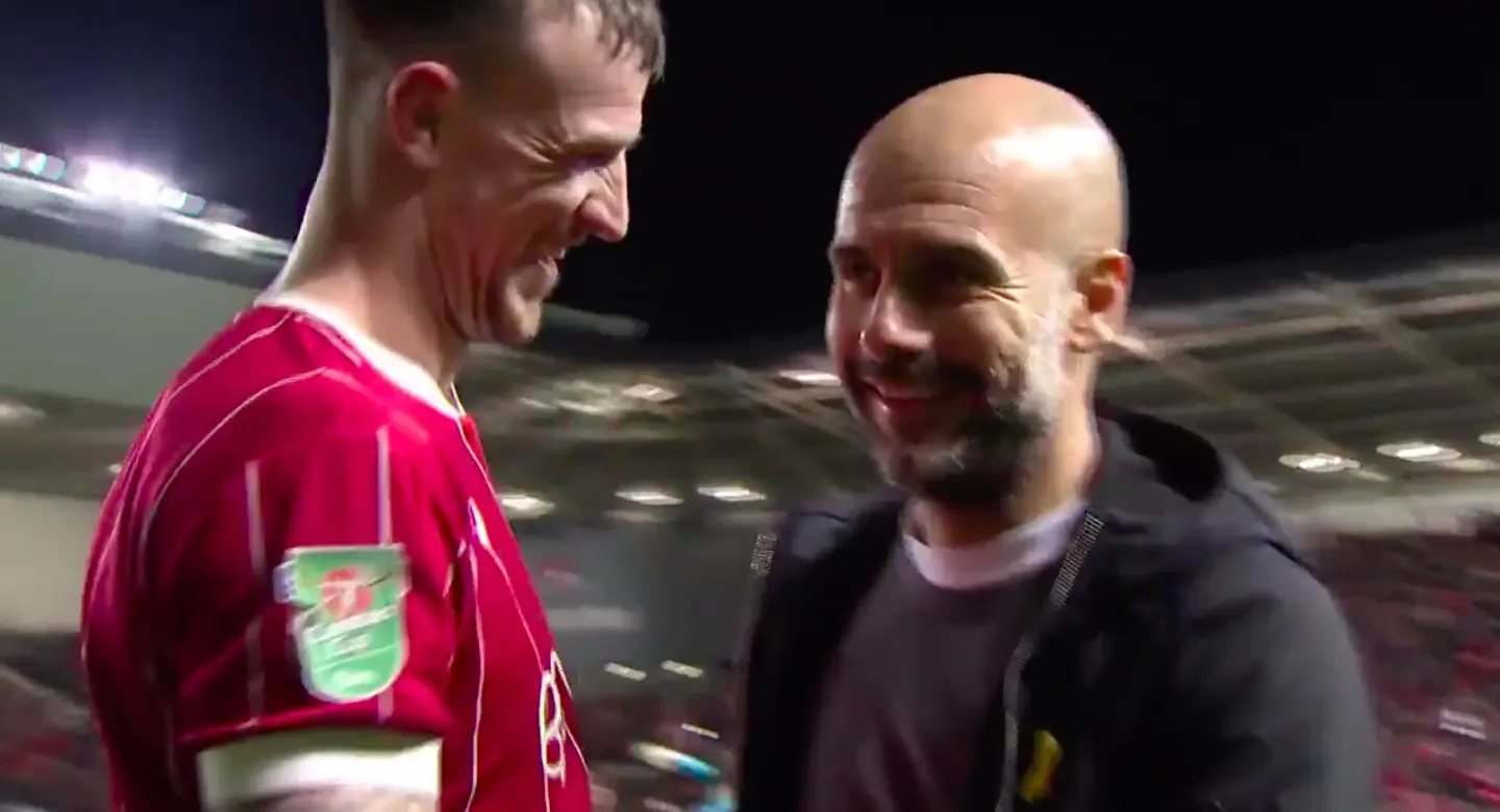 El momento de la petición de Flint a Guardiola - Captura de Pantalla