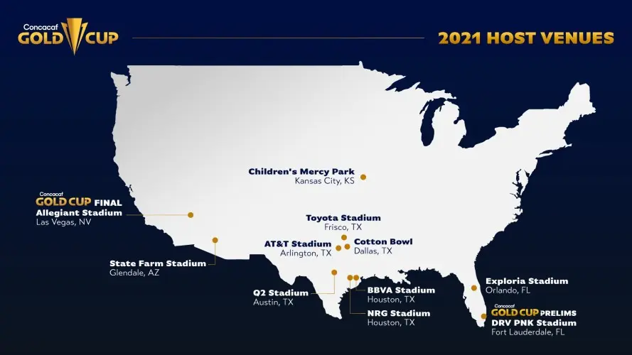 Sedes de la Copa Oro 2021 - Twitter @GoldCup