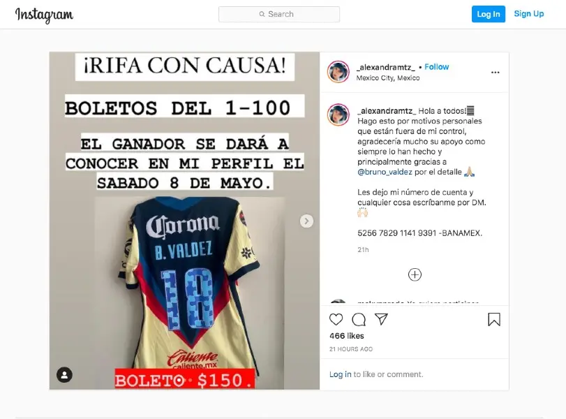 Rifa de Alexandra Martínez - Instagram