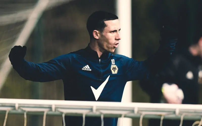 Daniel Podence en un entrenamiento de los Wolves - Twitter @WolvesEspanol