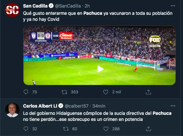 Captura de pantalla Twitter
