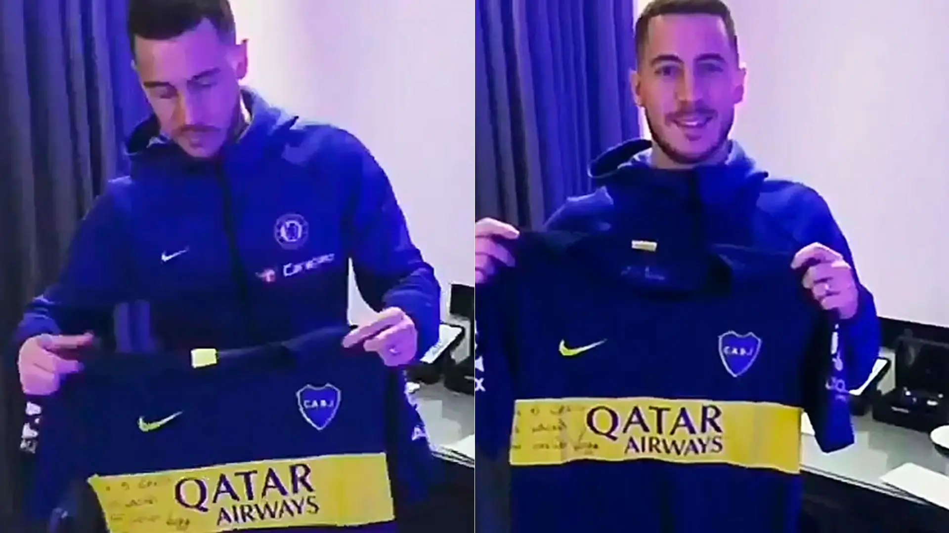 Eden Hazard con el jersey de Boca - @hazardeden_10