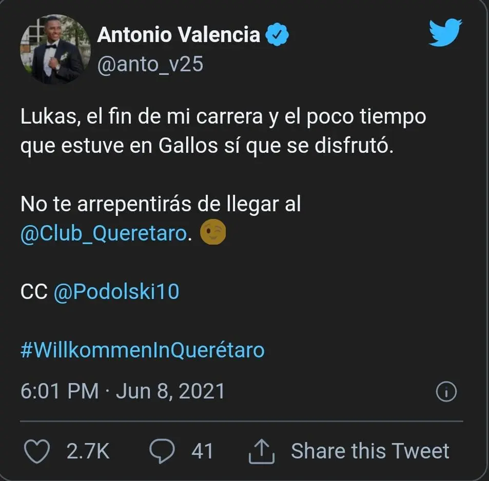 De esta forma Antonio Valencia trató de convencer a Podolski-@anto_v25