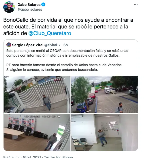 Así le denunció el presidente de Gallos.