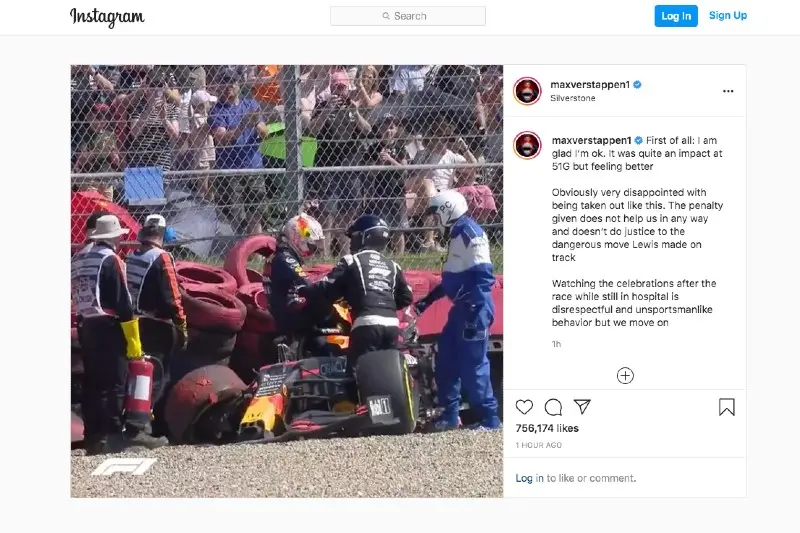 Mensaje de Vestappen en Instagram