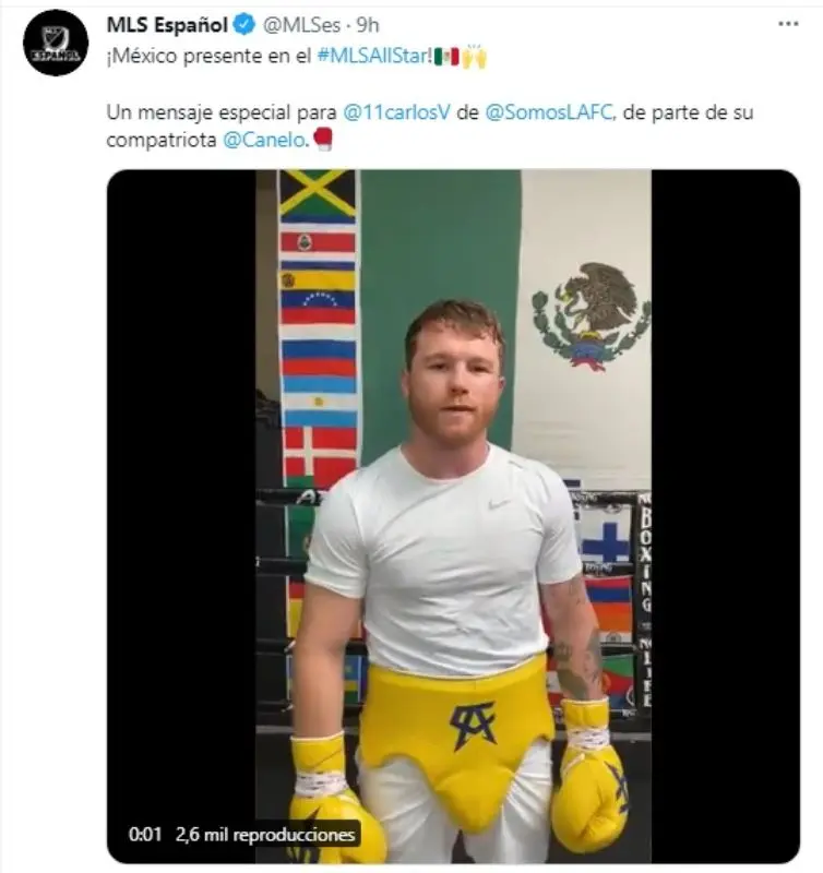 El boxeador también disfruta de los partidos de futbol y es fiel seguidor de las Chivas. Foto: Twitter MLS.