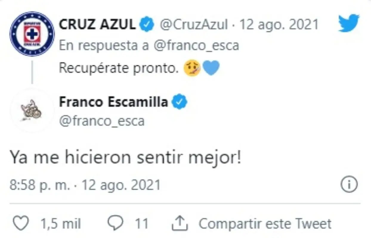 La Máquina le deseó una pronta recuperación al comediante. Foto: Twitter.