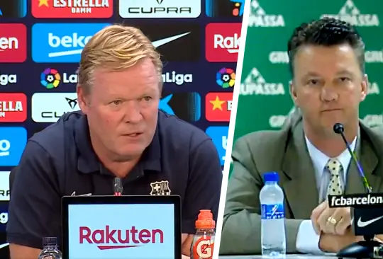 Koeman emula conferencia de despedida de Van Gaal con Barcelona