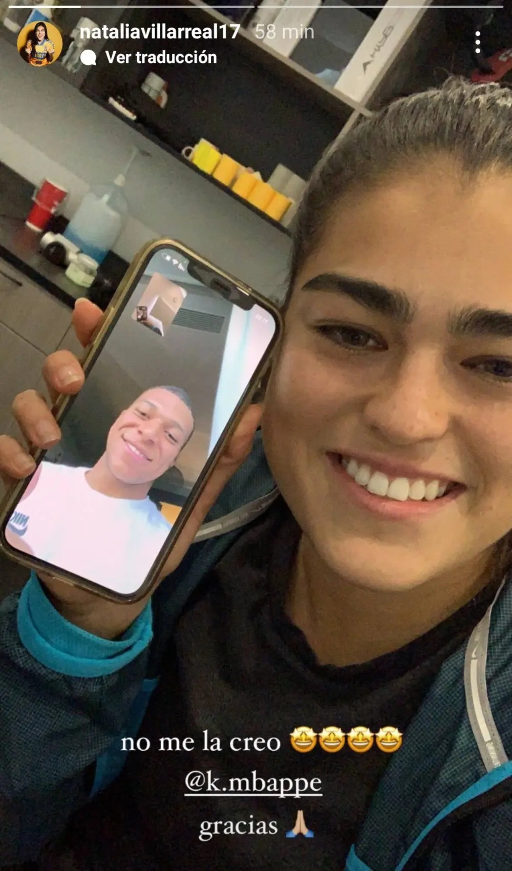 Natalia Villarreal también se notó feliz por la llamada.