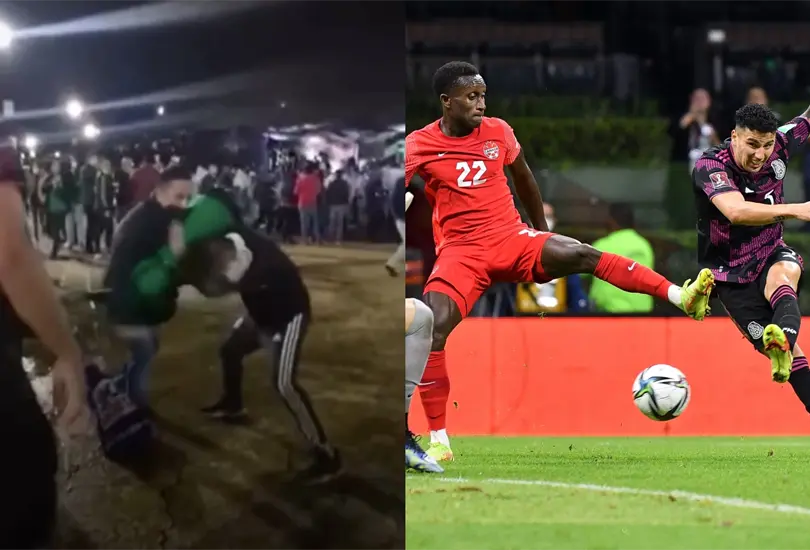 Aficionados se enfrentan a golpes afuera del Estadio Azteca tras el partido M&eacute;xico-Canad&aacute;