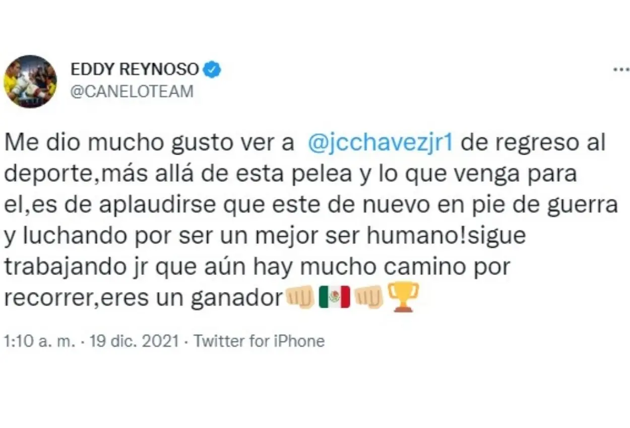 El entrenador de box compartió su mensaje a través de sus redes sociales. Foto: Twitter @@CANELOTEAM
