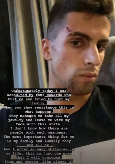 El futbolista mostró en redes sociales cómo quedó después del asalto que sufrió en su casa. Foto: Instagram @jpcancelo