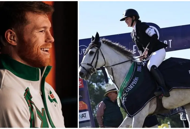 Canelo &Aacute;lvarez presume el logro de su hija, Emily Cinnamon, en equitaci&oacute;n