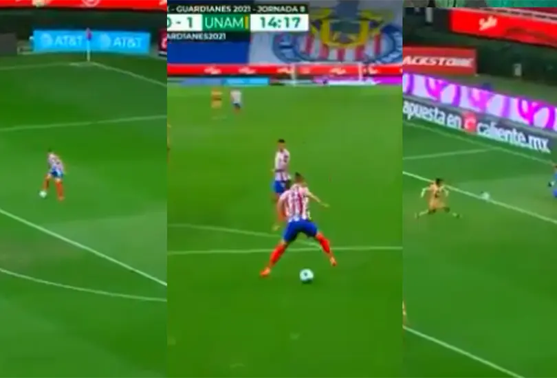 A Hiram Mier se le fue el balón entre los pies y le regala un gol a Pumas A Hiram Mier se le fue el balón entre los pies y le regala un gol a Pumas