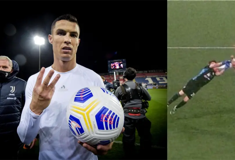El show de Cristiano Ronaldo: hat-trick, festejo y patada en la cara al portero rival El show de Cristiano Ronaldo: hat-trick, festejo y patada en la cara al portero rival
