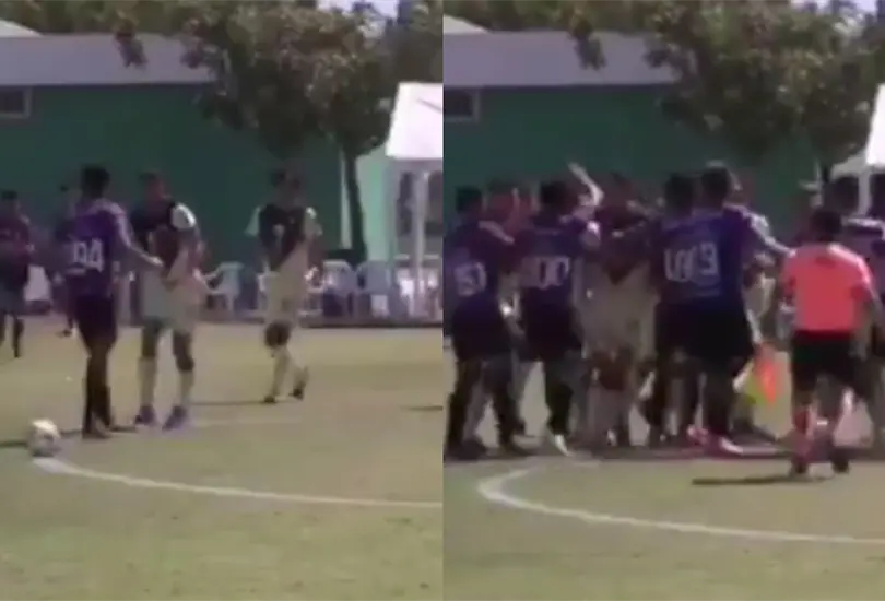 Bruno Valdez lanza patada a rival y causa pleito en el Mazatl&aacute;n vs Am&eacute;rica sub-20