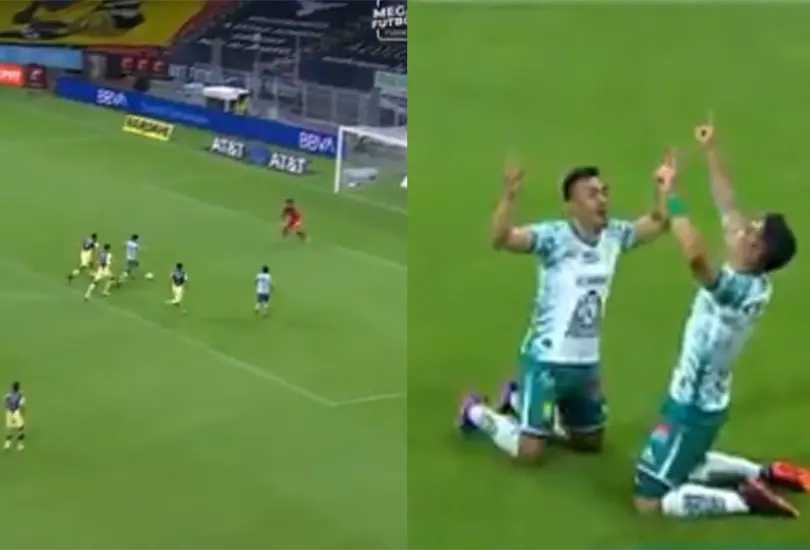 Cinco toques, pase de taquito y León le anotó gol al América en 15 segundos Cinco toques, pase de taquito y León le anotó gol al América en 15 segundos