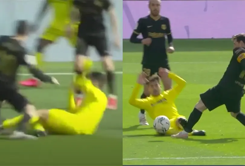 La terrorífica patada que recibió Messi de un jugador del Villarreal La terrorífica patada que recibió Messi de un jugador del Villarreal