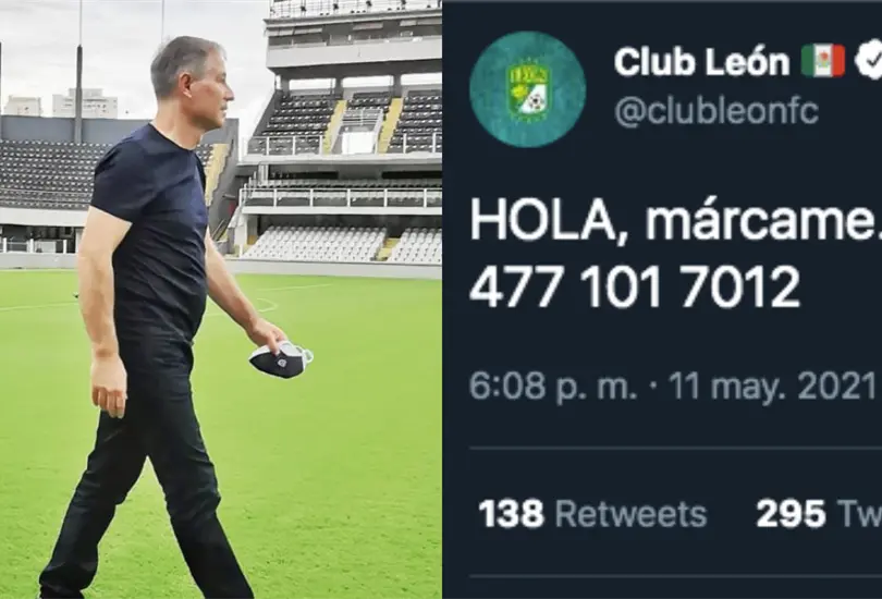 Le&oacute;n anuncia por tel&eacute;fono la llegada de su nuevo entrenador
