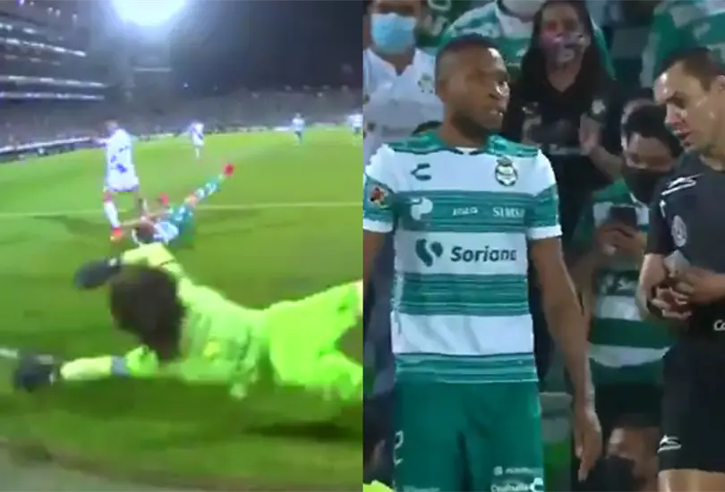 Polémico arbitraje en contra de Puebla acompaña la goleada de Santos Polémico arbitraje en contra de Puebla acompaña la goleada de Santos