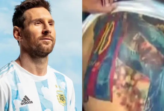 Fan brasileño muestra tatuaje de Messi en la espalda y el argentino queda sorprendido