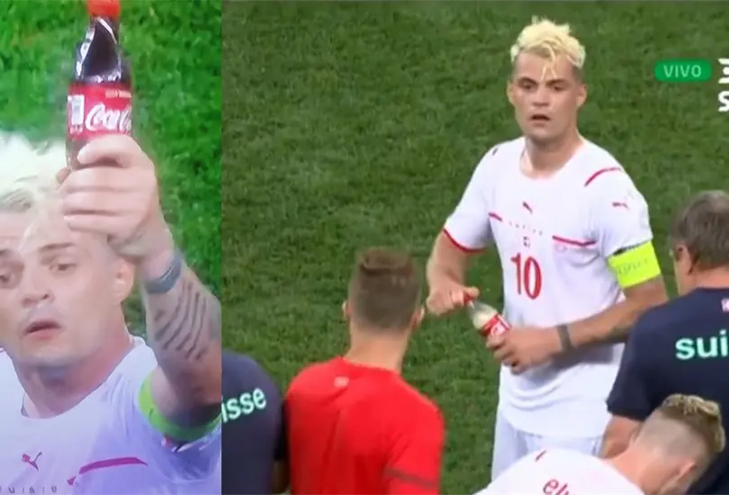 Granit Xhaka toma refresco ante Francia y desata las reacciones Granit Xhaka toma refresco ante Francia y desata las reacciones